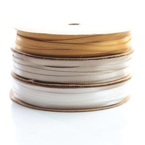 1/8" Satin Ribbon Off-White, Champagne, Gold 10pc